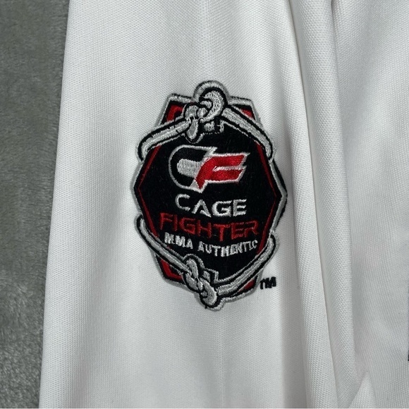 MMA Authentic Cage Fighter Long Sleeve Full Zip Jacket with Pockets White Red XL - Picture 4 of 10